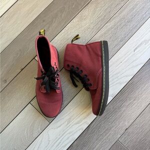 Dr. Martens Women's Red Canvas Boots